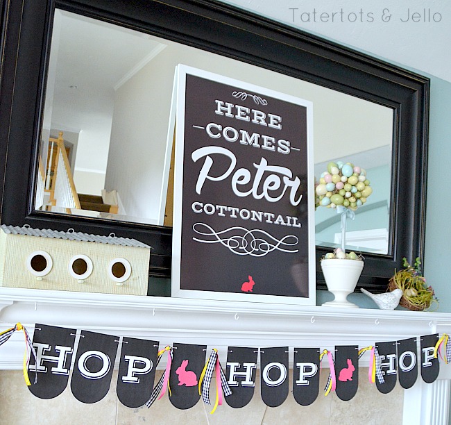 hop hop hop spring banner free printable at tatertots and jello