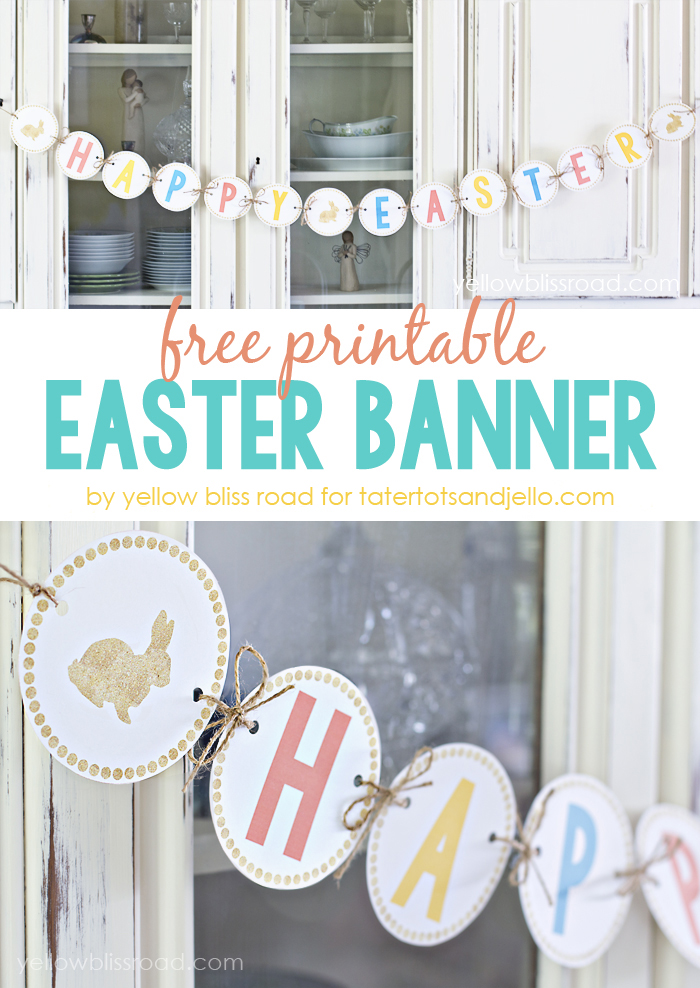 Free Printable Happy Easter Banner With Glitter Details