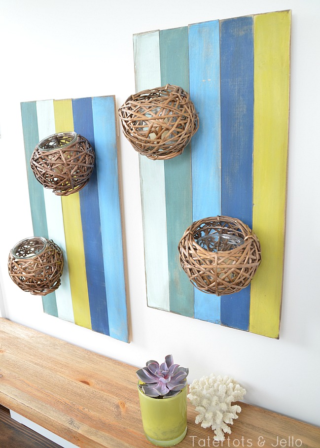 submerged color wood slat wall sconces DIY tutorial