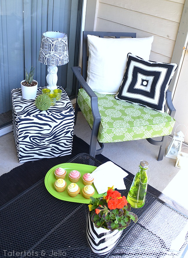 BHG Patio Makeover black white and green
