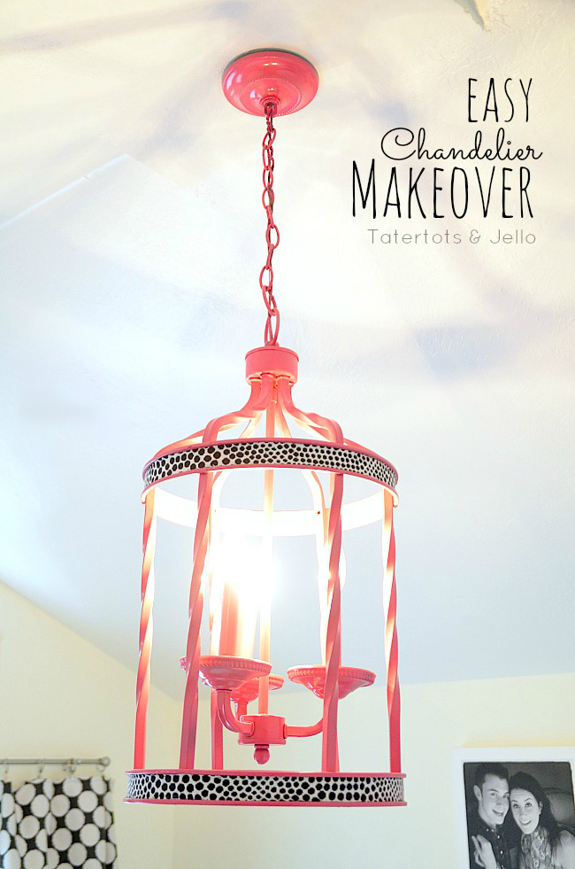 Easy Chandelier Makeover using Fabric!