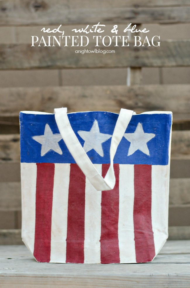 Red, White, and Blue Painted Tote Bag