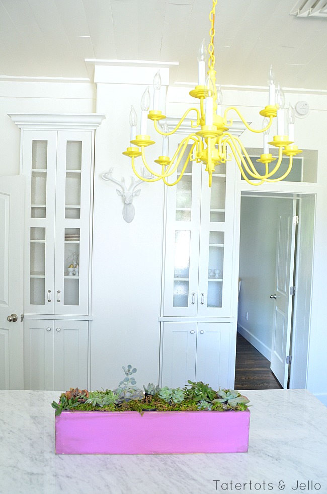 kitchen and yellow chandelier at tatertots and jello