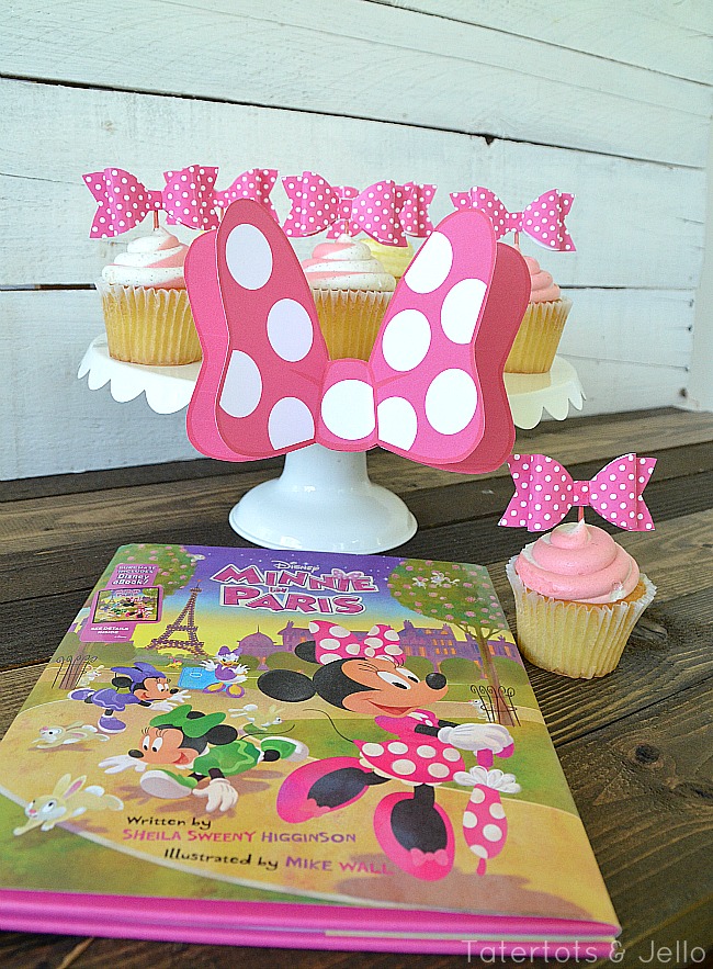 minnie in paris free bow cupcake toppers