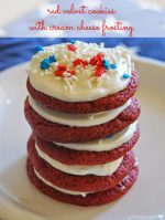 Patriotic Red Velvet Cookies with Cream Cheese Frosting