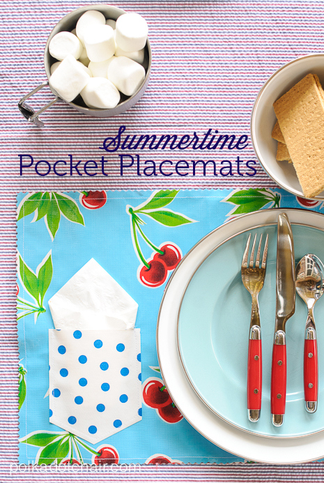 Summer is the perfect time to teach your kids to sew! Start off with these adorable, easy pocket placemats with a little pocket for your silverware. Your kids will love making them and using them this summer!
