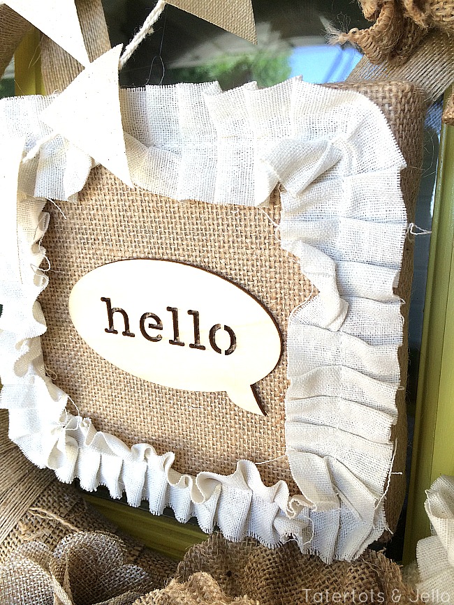 hello burlap frame element of summer wreath