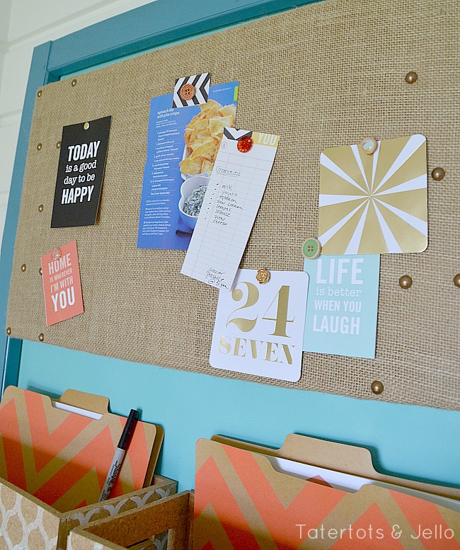 diy burlap corkboard and pushpin tutorial at tatertots and jello