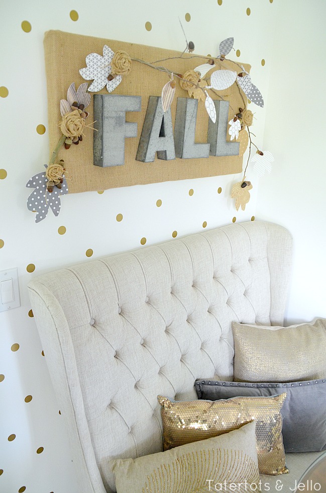 burlap and metal letter fall sign tutorial at tatertots and jello