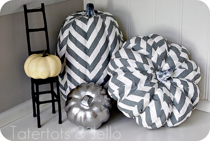 chevron decoupaged pumpkins