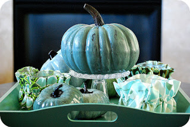 crackled dollar store pumpkins