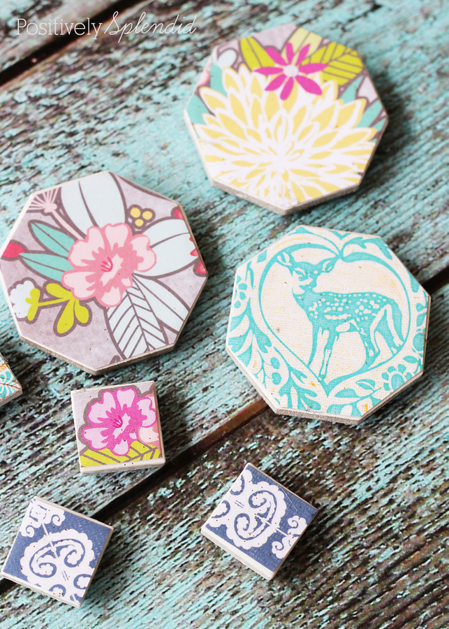 DIY Decoupaged Magnets and 1 month of free craft ideas to make with your kids with amazon links. 