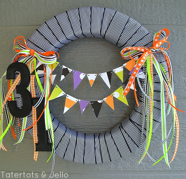 printable bunting wreath halloween at tatertots and jello