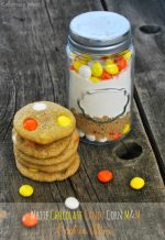 White Chocolate Candy Corn M&M Cookie Mix in a Jar