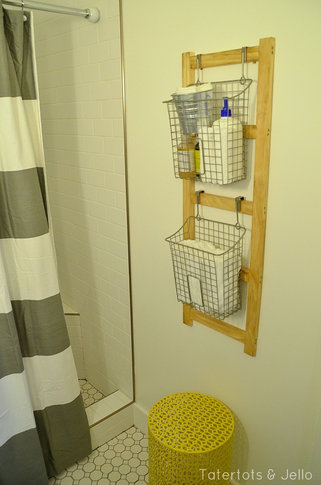 diy ladder organizer tutorial at tatertots and jello