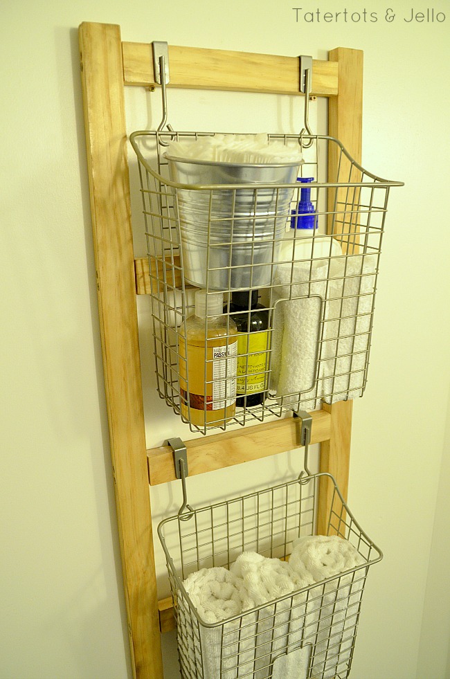 diy ladder organizer wood tutorial at tatertots and jello