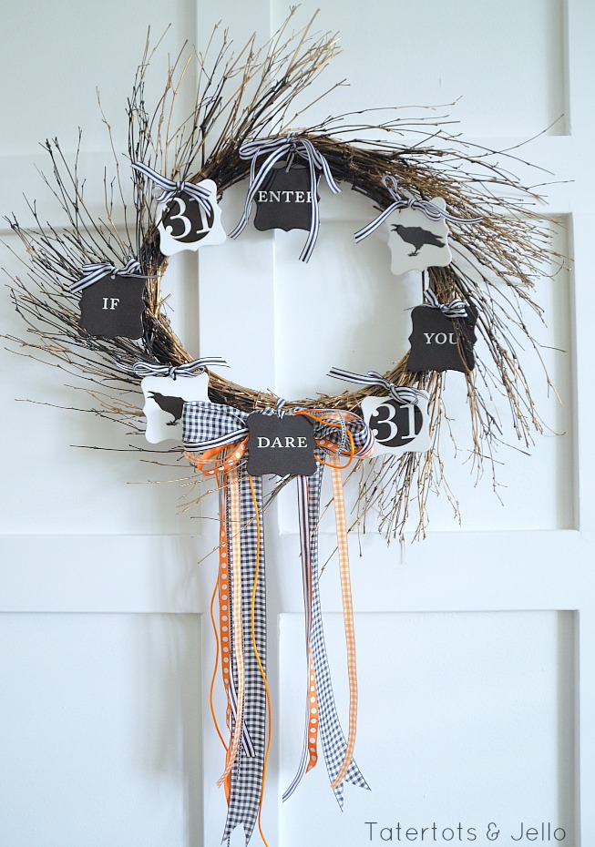 enter if you dare halloween wreath and free printables tatertots and jello