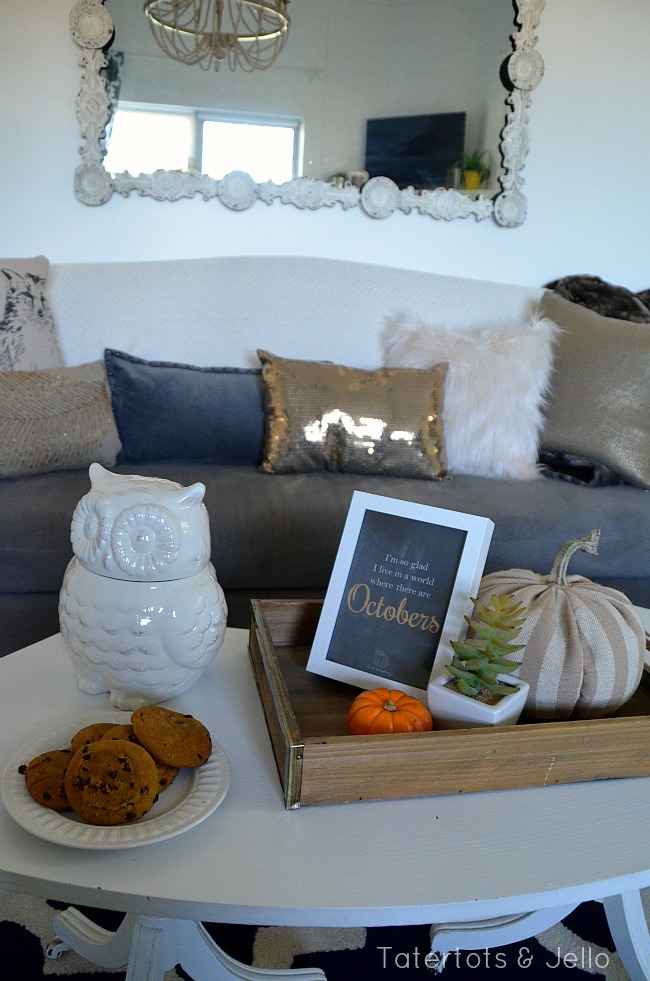 fall pillow and throw decprating at tatertots and jello