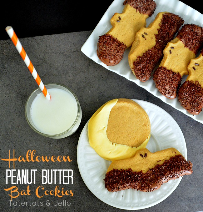 halloween peanut butter and chocolate bat cookies at tatertots and jello