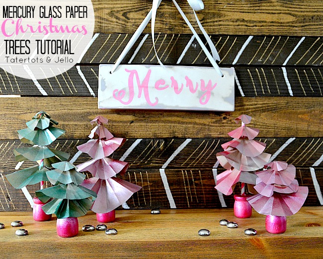 mercury glass paper christmas trees tutorial at tatertots and jello