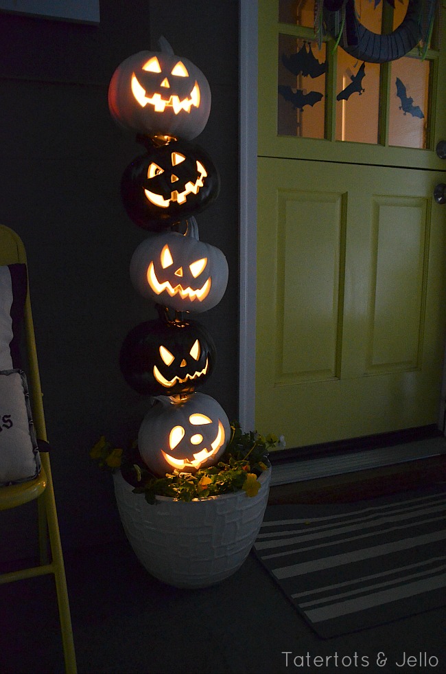 stacked pumpkin topiary planter at tatertots and jello