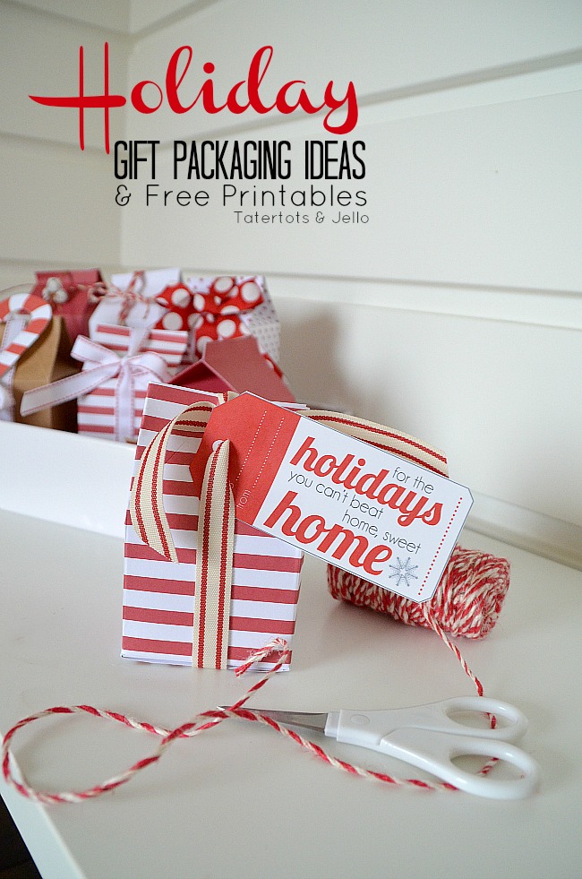 holiday gift packaging ideas and free printables at tatertots and jello