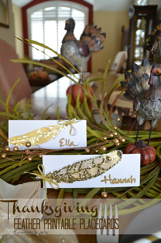 thanksgiving feather printable placecards