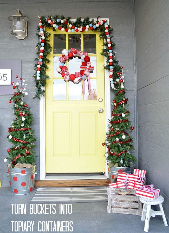 turn buckets into topiary containers