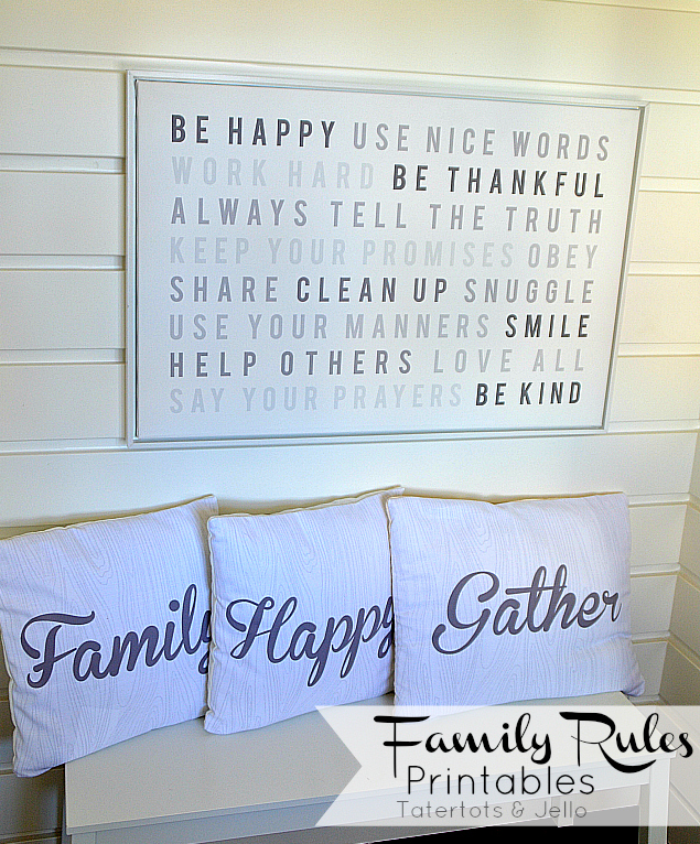 modern family rules printables and pillows at tatertots and jello