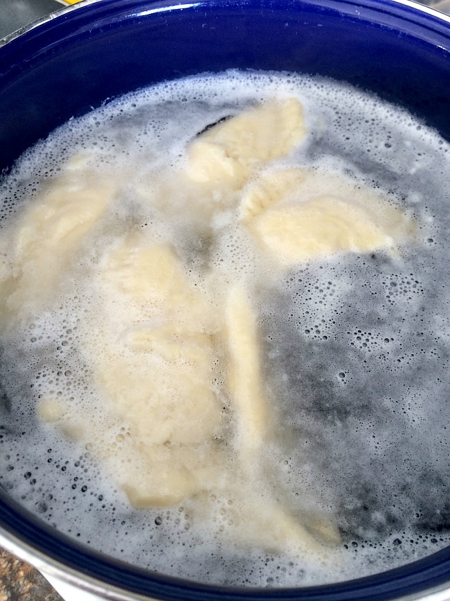 boiling the pierogis at tatertots and jello