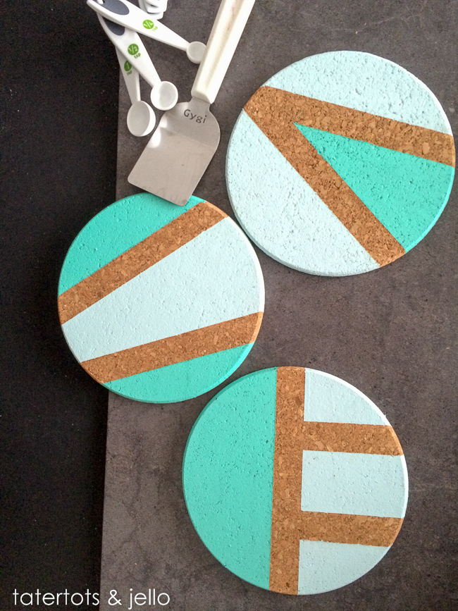 Easy Color Blocked Coaster Trivet DIY Gift Idea Tatertots and