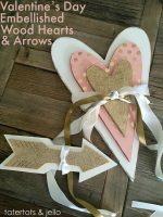Valentine’s Day Embellished Wood Hearts and Arrows!