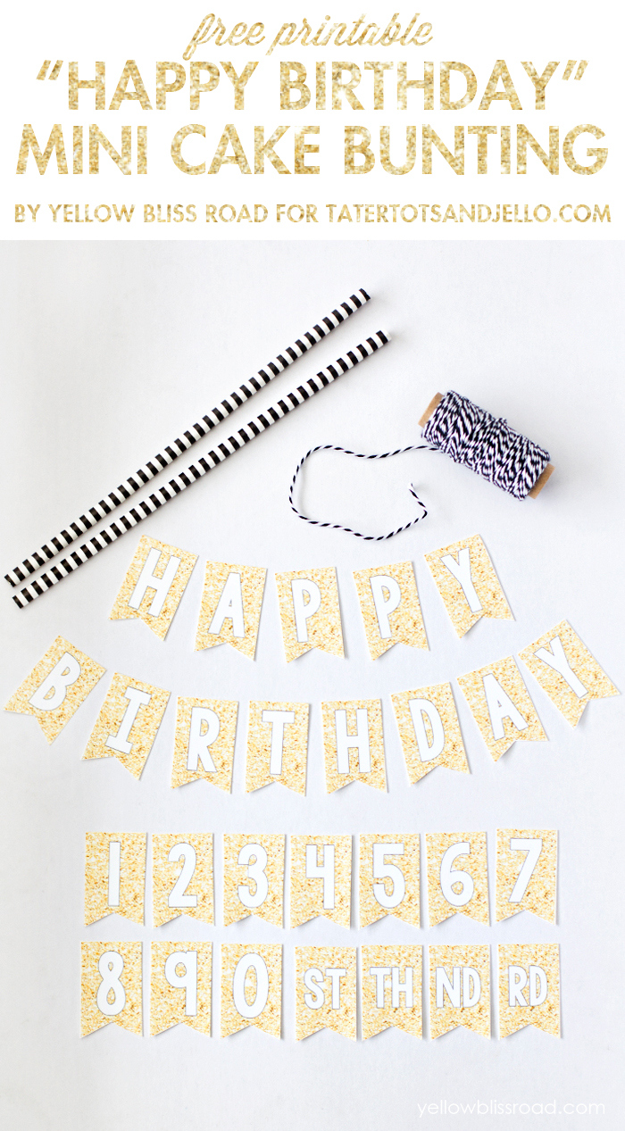 happy birthday cake banner printable