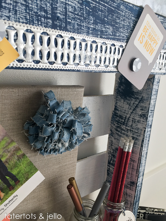 Denim Pallet Desk Organizing Station!