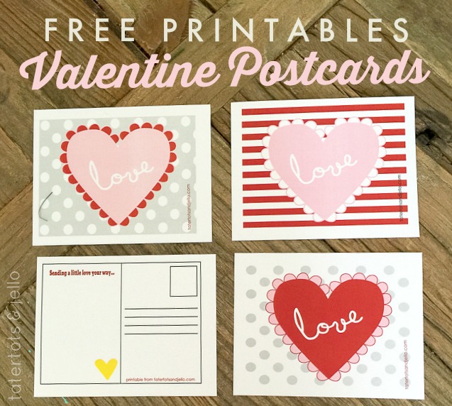 Adorable Valentine Postcards - Free Printables Heart Cards