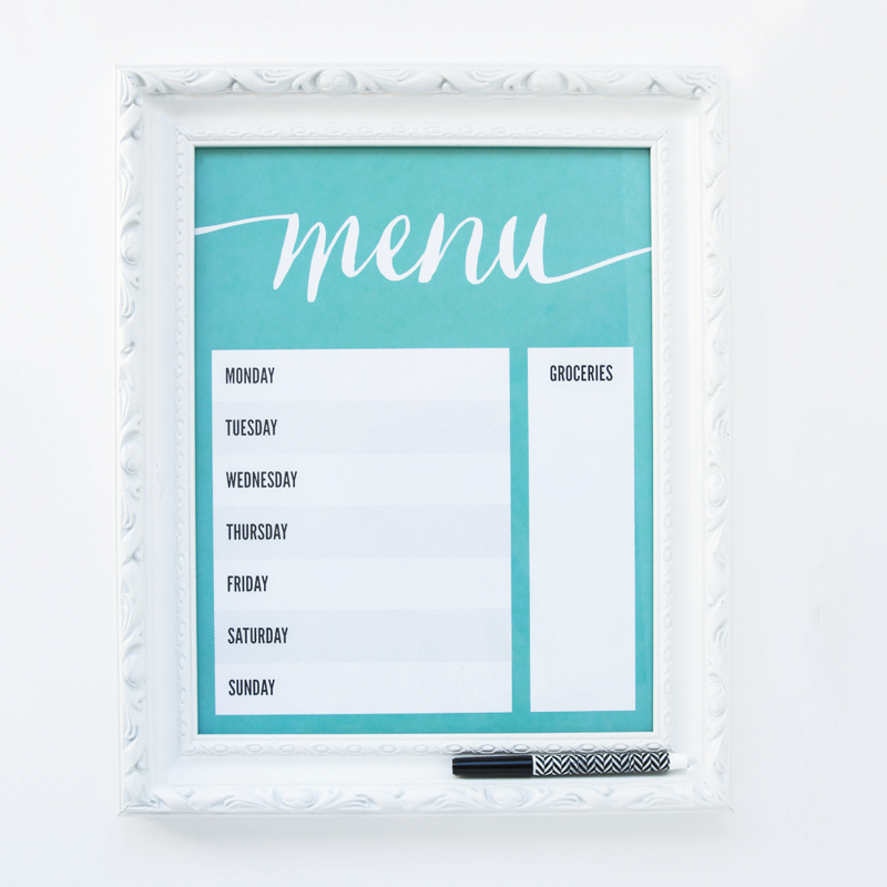 Dry Erase Weekly Menu Board, 8x10, personalized Menu Board