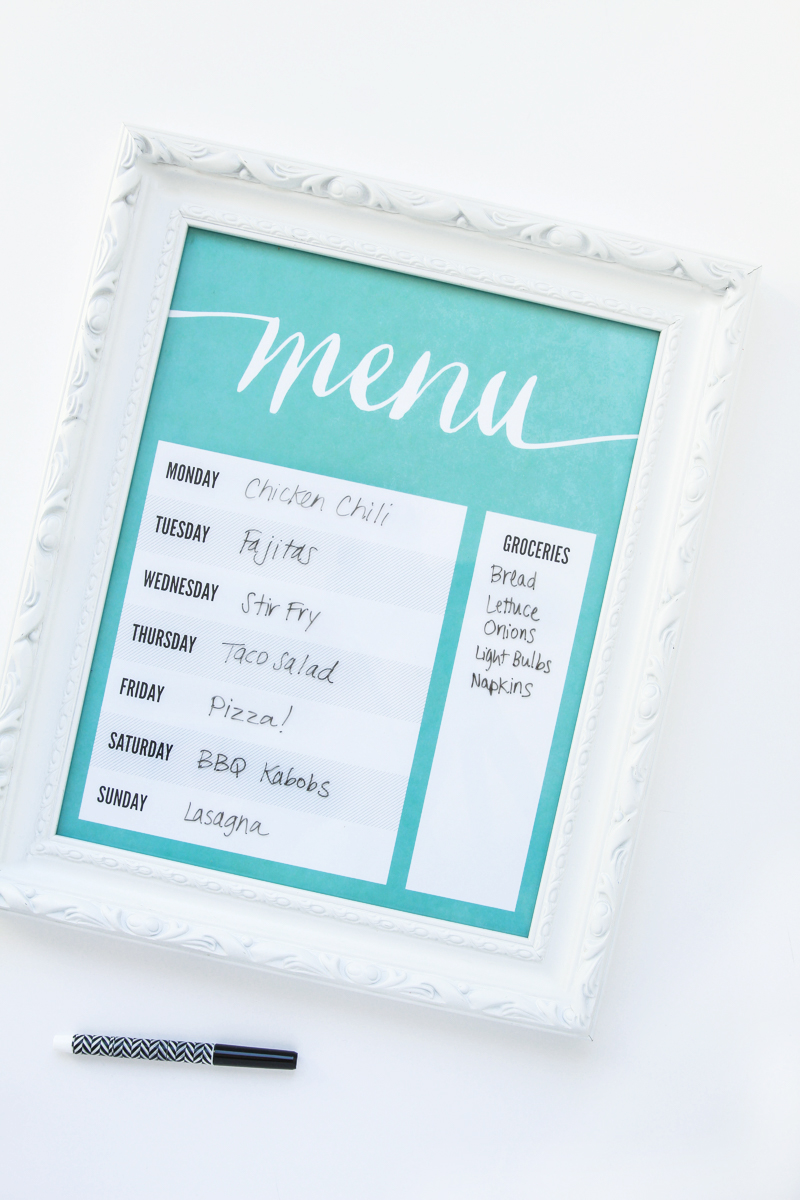 Easy Dry Erase DIY Menu Board For Meal Planning - Anika's DIY Life