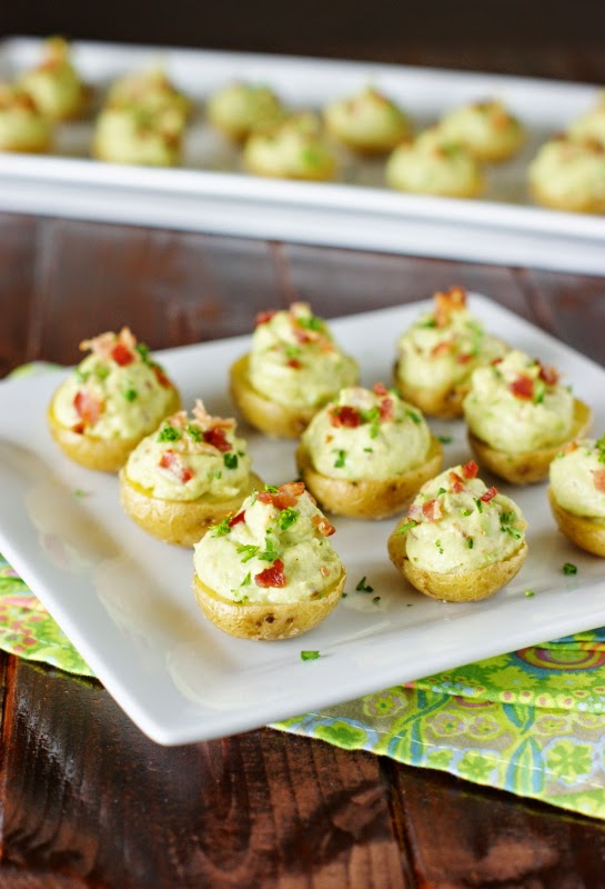 Creamy bacon guacamole potato bites for mother's day.