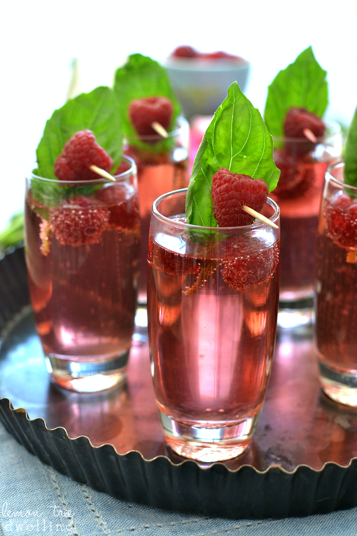 Raspberry Basil Champagne Spritzers Recipe