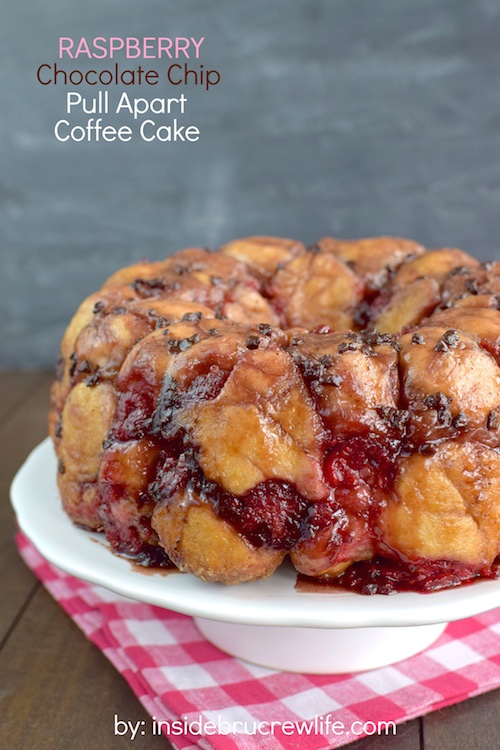 Raspberry Chocolate Chip Pull Apart Coffee Cake 