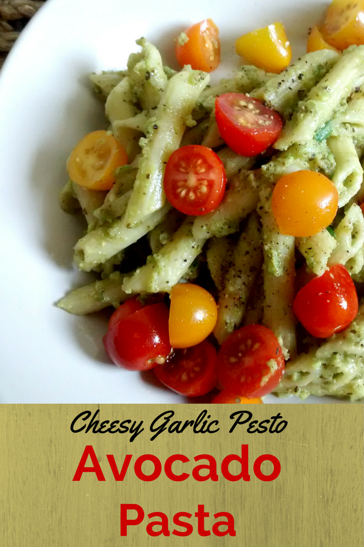 Cheesy Garlic Pesto Avocado Pasta 