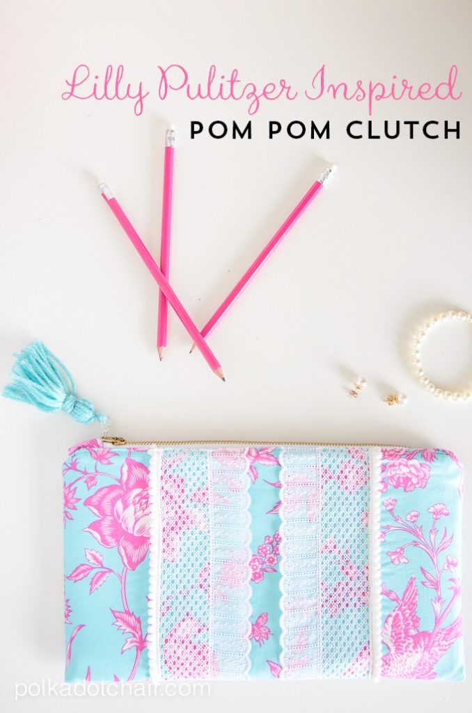 lilly-pulitzer-inspired-pom-pom-clutch