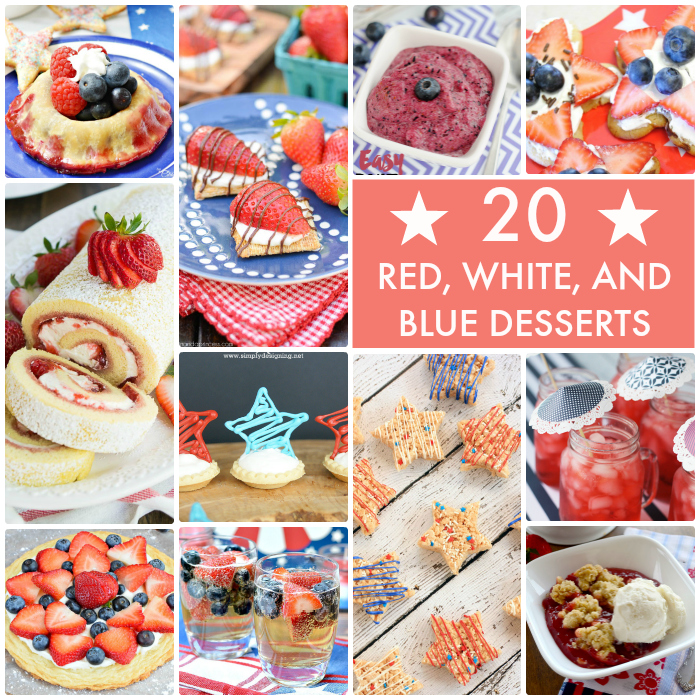 20 Red White and Blue Desserts Collage