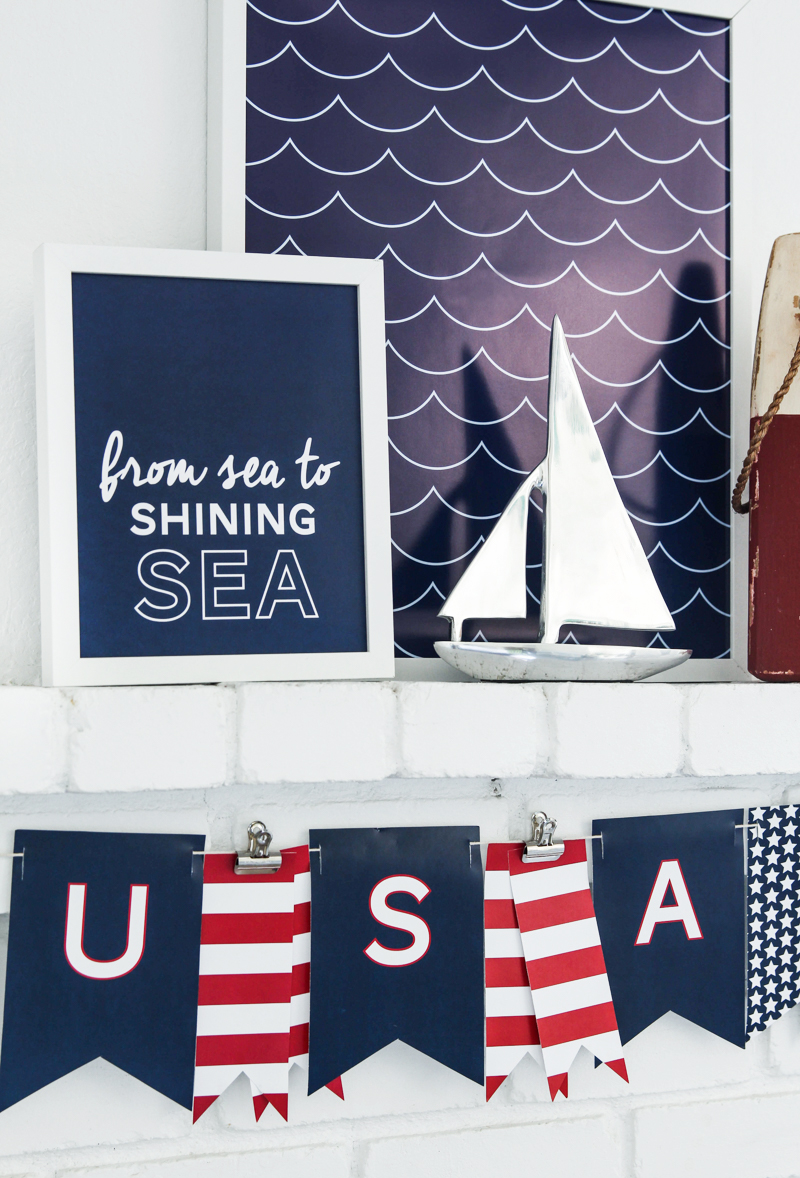 Sea-To-Shining-Sea signs and USA banner printables. 