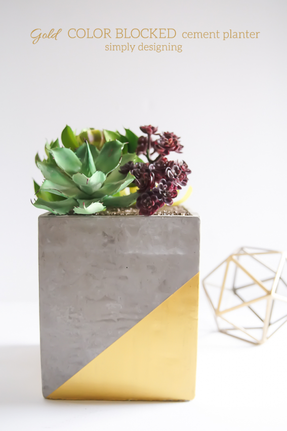 Gold-Color-Blocked-Cement-Planter-this-is-such-a-beautiful-and-modern-DIY-planter