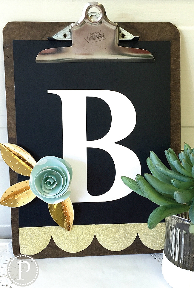 monogram with three dimensional paper flower tutorial