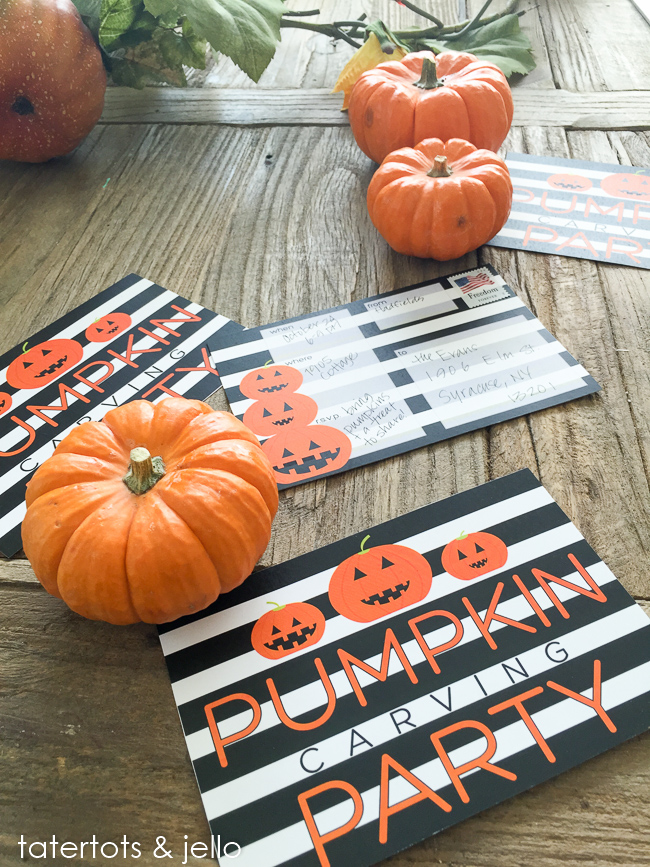 Create Halloween memories with a Pumpkin Carving Party. Free printable invitations.