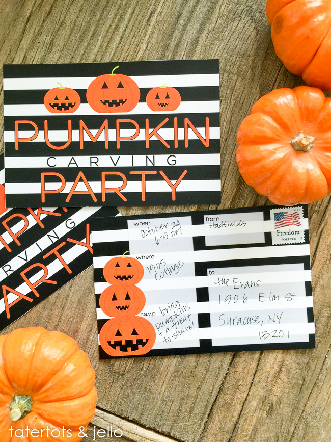 Halloween Pumpkin Carving Party Invitations. Free printables.