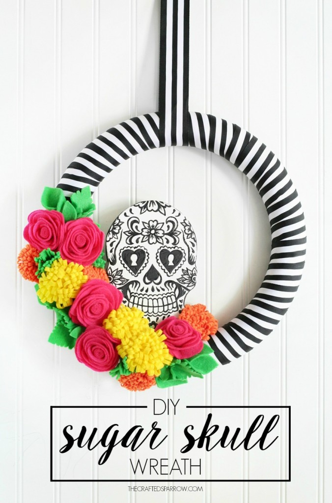 DIY Sugar Skull Wreath #halloweenwreath #dayofthedead #halloweendecor