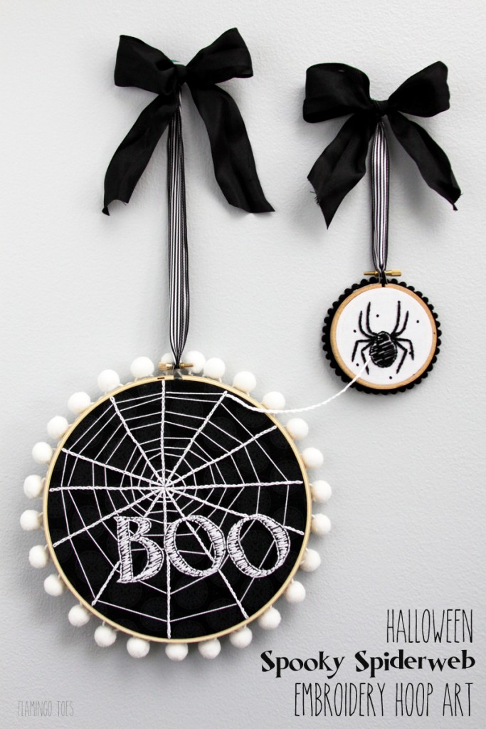 Halloween Spiderwed Embroidery Hoop Art #halloweendecor #halloweencraft #embroideryhoop 